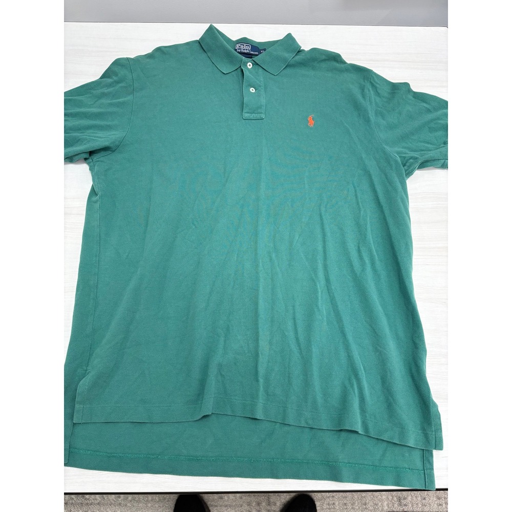Polo Ralph Lauren Polo Shirt Men's XL Green Orange Pony Short Sleeve Cotton
